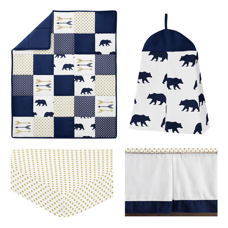 Sweet Jojo Designs Navy Blue and White Woodland Big Bear Collection Storage Bins (Set of 2)