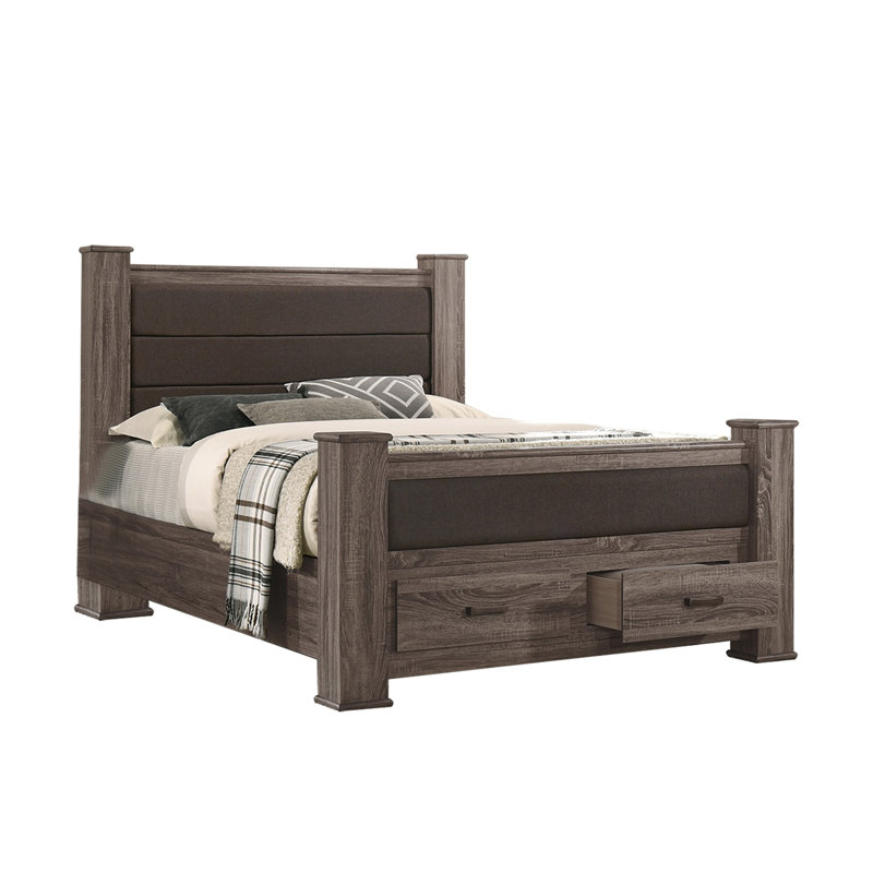 Tarrade Upholstered Bed with Storage Space in Weathered Gray, Queen