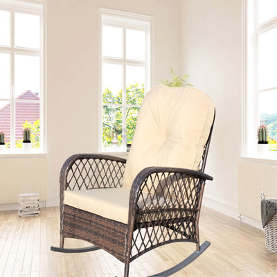 Rocking Chair Outdoor Setting, Seat, Steel , Garden Patio Backyard, Shallow Brown Bedrock Layer Contraption, Spacious Seating Area Pattern Model Pattern, Frame Style Basement Floor Level