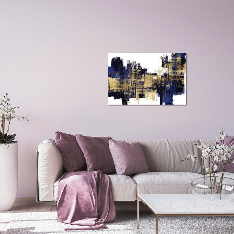 «Vibrant Gold on Blue» par Alex Wise - impression non encadrée, H 16 po x l 24 po x P 0,25 po