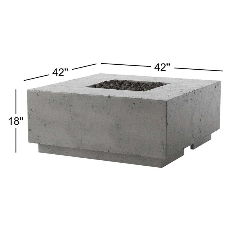 Donovan Outdoor 42" Concrete Propane Fire Pit Table, Pewter Concrete