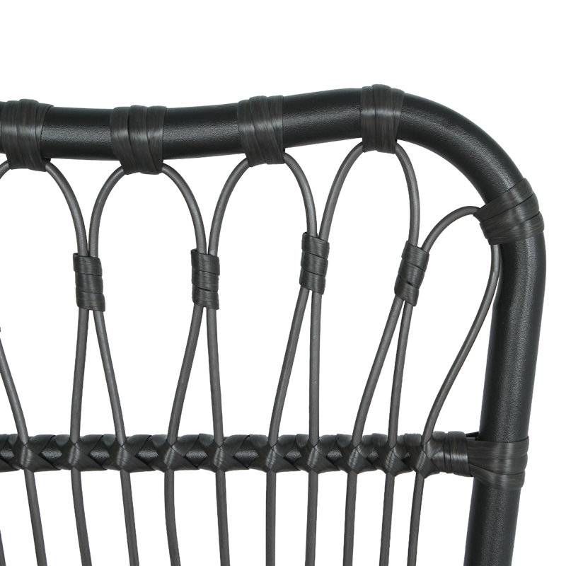 Ensemble de 2 chaises d'extérieur en osier de patio en osier pour terrasse, piscine, jardin, Noir