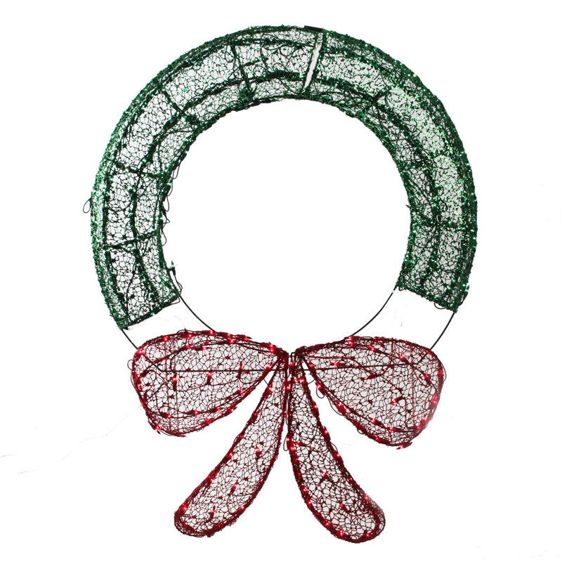 48" Commercial Sized Lighted Crystal 3-D Outdoor Christmas Wreath Decoration