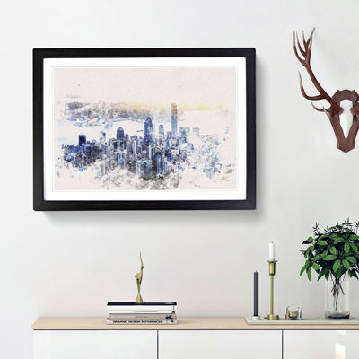 Hong Kong Skyline in China - Picture Frame Painting Print