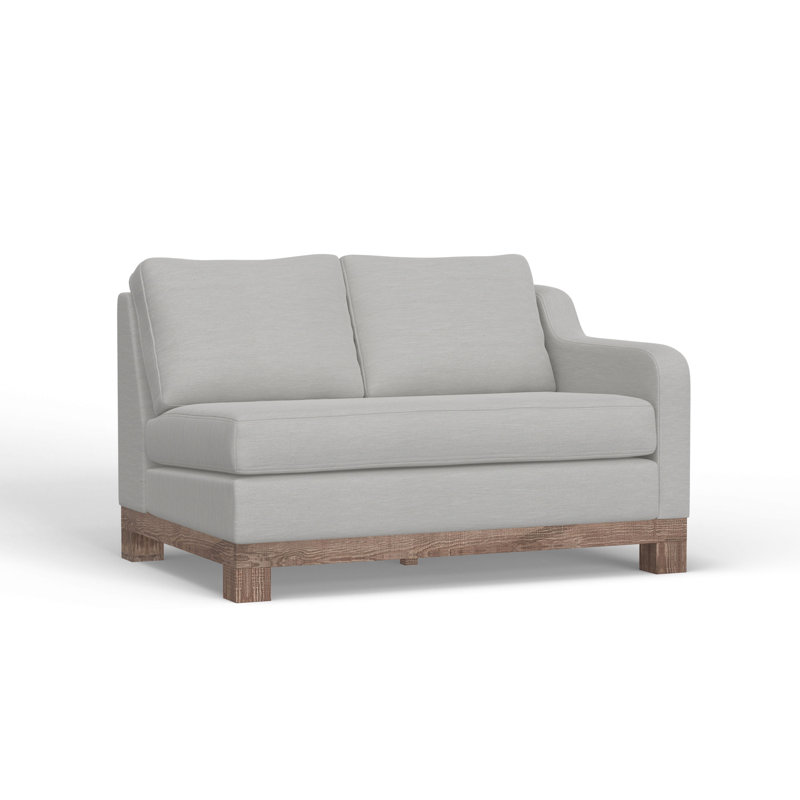 Structure et base en bois Ditte, causeuse, Polyester blanc incorrect, H 36,75 po x l 60,5 po x P 38,5 po
