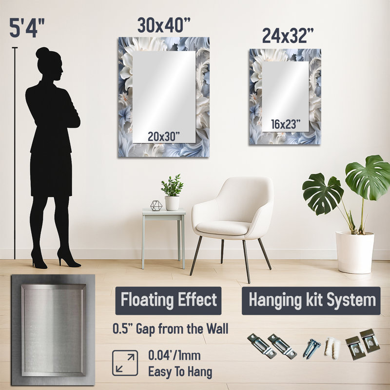 Motif victorien huggins et rococo huggins - miroir floral, 32 po x 24 po