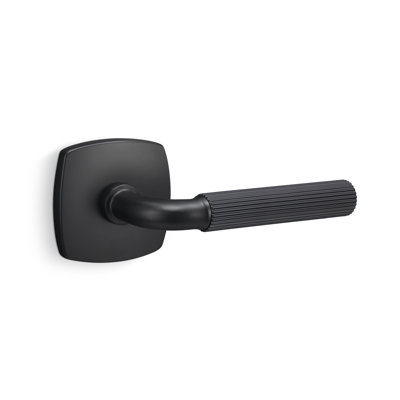 Forma Passage Rosette In Flat Black, Staight Knurled Grip In Flat Black
