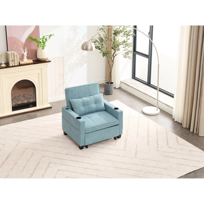 Futon Chair 31 avec poches latérales - lit escamotable, rembourrant, réglable, extra-large, convertible pour le salon, le tissu d'usure, le confort