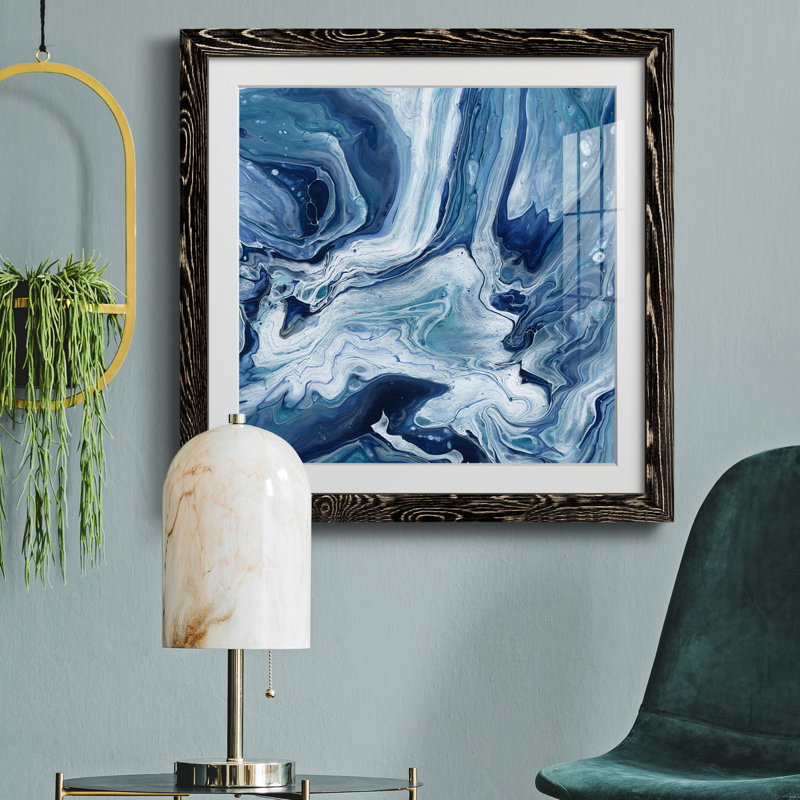 Arranging Sea Glass - peinture encadrée, H 31,5 po x l 31,5 po x P 1,5 po, Cadre noir