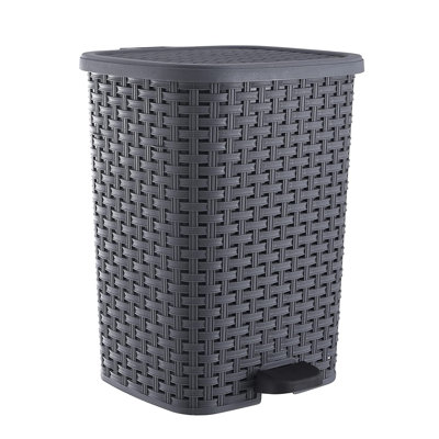Wicker Style Step On Trash Can