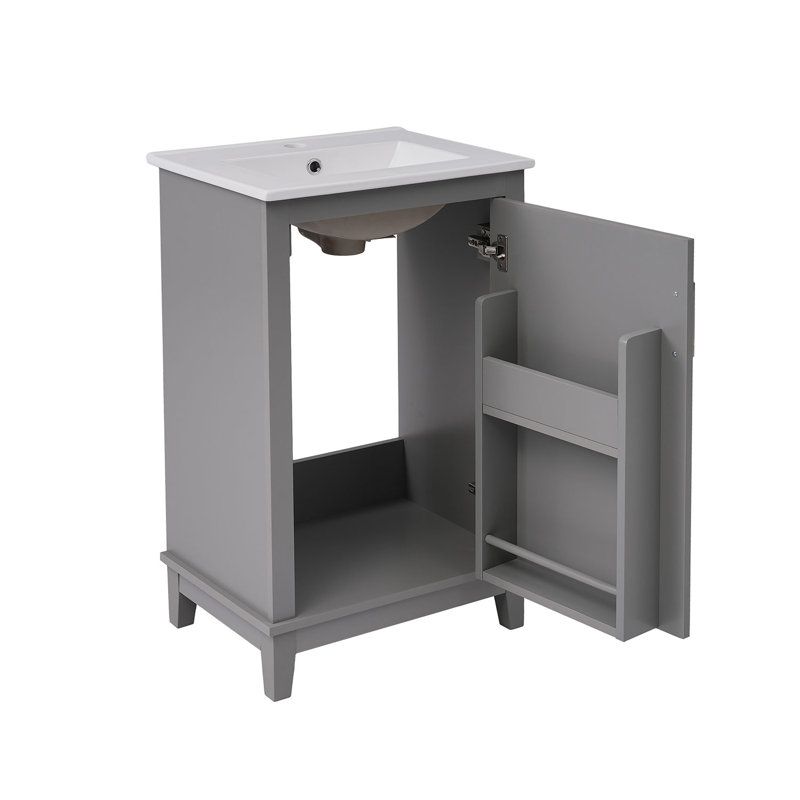 Rechell 20'' Single Bathroom Vanity with Ceramic Top, Gray