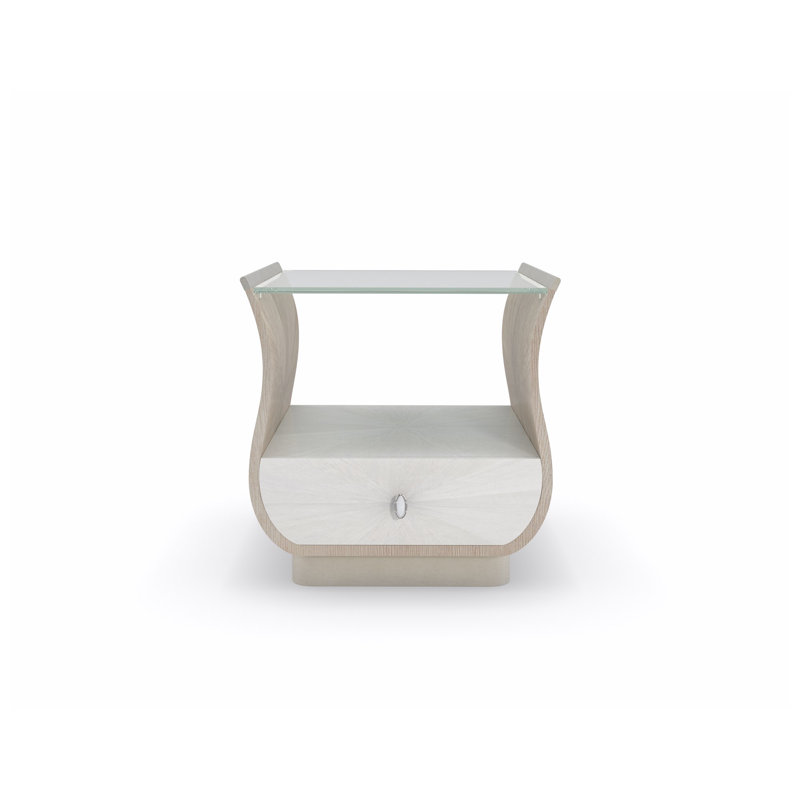 Glass Top End Table with Storage