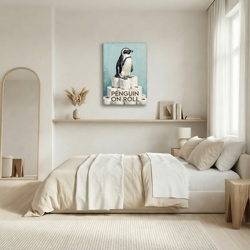 Pingouin sur toile enroulée, ensemble de 1, H 18 po x l 12 po