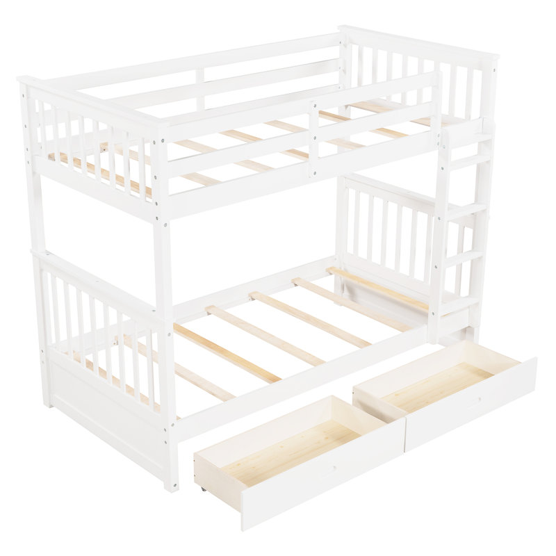Lit superposé blanc Twintwin avec rangement et échelles