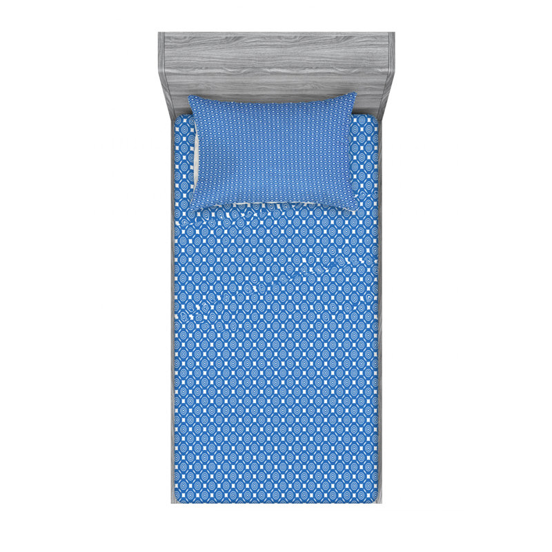 Microfiber Geometric Sheet Set, Twin XL Sheet Set with Fitted Sheet
