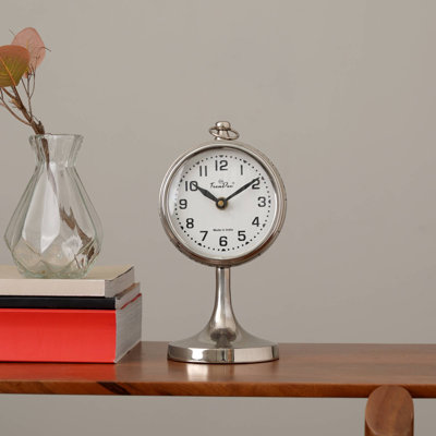 Decorative Desk Clock for Home & Office Decor-Aluminium Nickel-Plated Table Clock-Tabletop Object