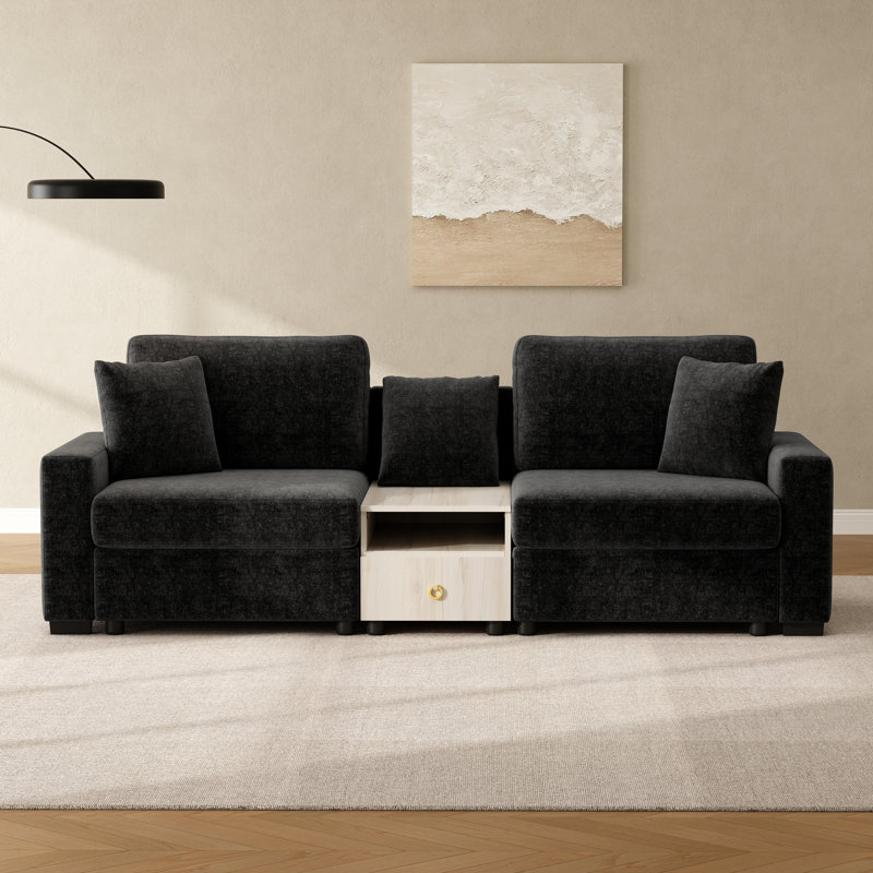 Canapé rembourré Calvera, L 95,7 po x P 31,1 po x H 32,3 po, Noir