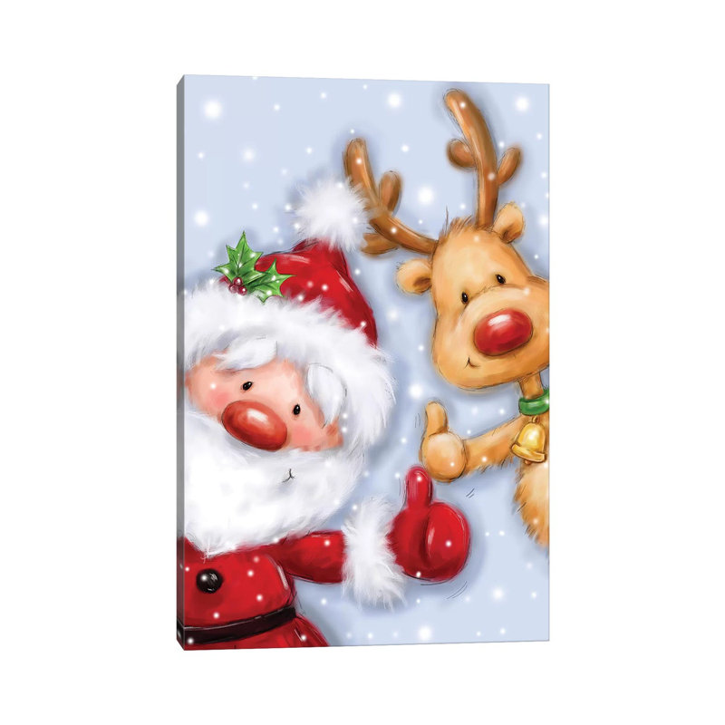 Santa And Reindeer III by MAKIKO - Wrapped Canvas Print, 66.04 cm H x 45.72 cm W x 1.91 cm D