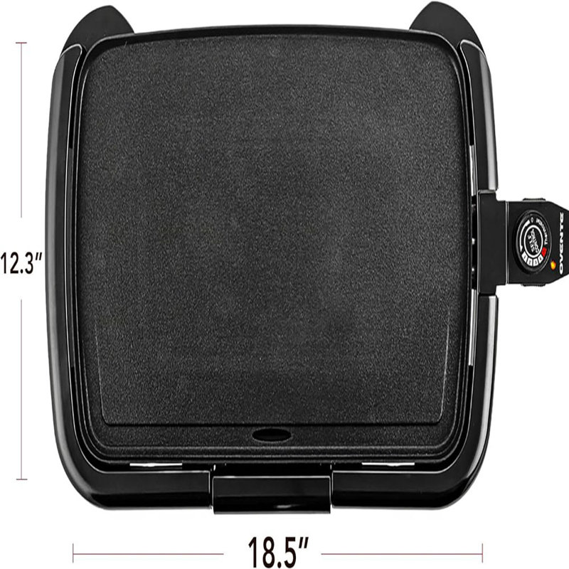 OVENTE Electric Griddle with 16 x 10 Inch Flat Non-Stick Cooking Surface, Removable and Adjustable Temperature Control, Indoor Grill for Instant Breakfast, Pancakes, Eggs or Burgers, Black GD1610B