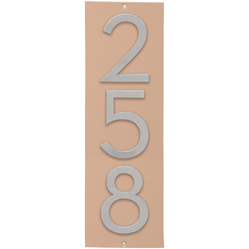 Plaque d’adresse murale sur 1 ligne flottante, Taupe, Aluminium brossé, Oui