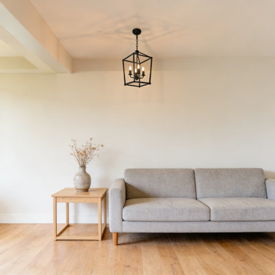 Luminaire de style campagnard avec lanterne rétro, chaîne de suspension réglable, luminaire suspendu industriel à 4 lumières pour îlot de cuisine, salle à manger, vestibule et vestibule