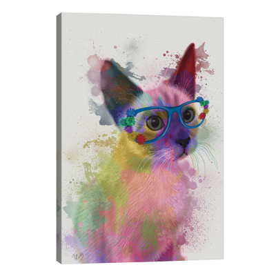Rainbow Splash Cat II by Fab Funky - Wrapped Canvas Print