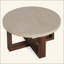 Table basse ronde avec dessus en marbre et base en croix, table centrale moderne pour le salon