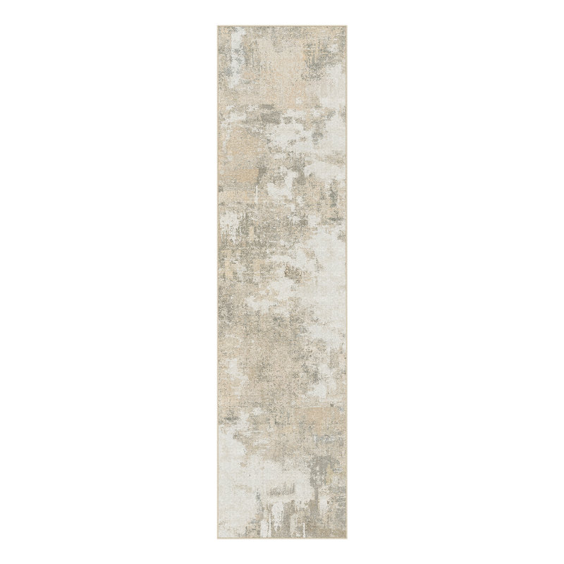 Modern Abstract Machine Washable Roll-Packaged Area Rug With Non-Slip Rubber Backing, Runner 2' x 8'