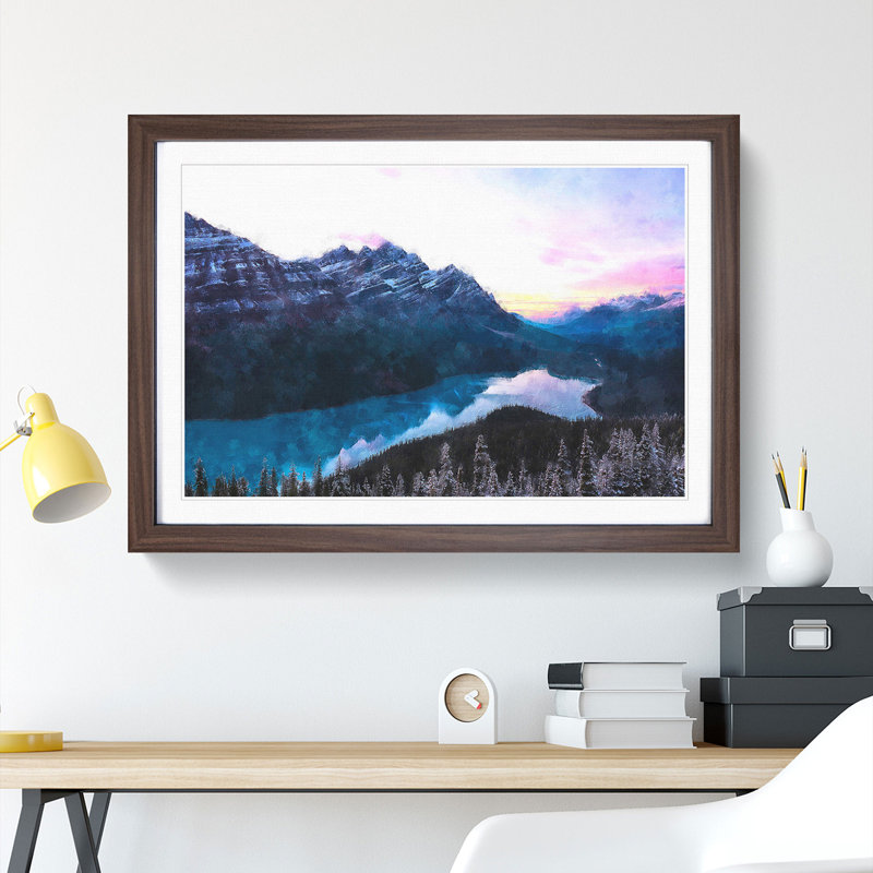 Peyto Lake in Alberta Canada - Picture Frame Graphic Art Print, Walnut, 62cm H x 87cm W x 2cm D