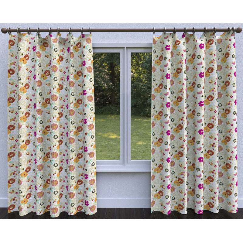 Tissu à imprimé floral, Orange / rose