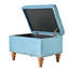 Repose-pieds carré revêtu de velours avec espace de rangement, charnières de soutien dissimulées avec plateau facile à ouvrir, garniture de rivets (bleu clair)-349938216
