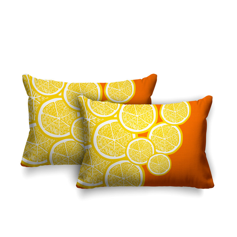 Coussin lombaire intérieur / extérieur jaune citron, Orange