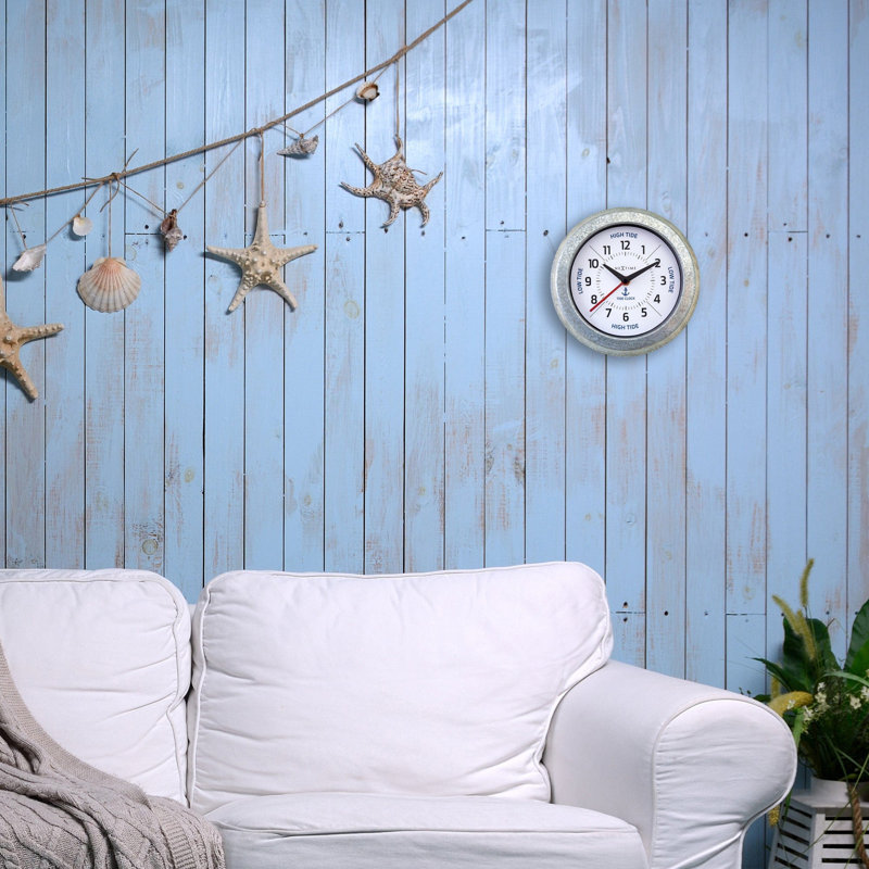 Metal Wall Clock, Silver/White