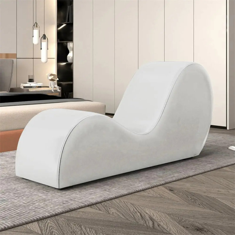 Chaise longue de yoga en cuir végétalien Quante, chaises de yoga pour adultes s'étirant, fauteuil de yoga pour salon , Blanc