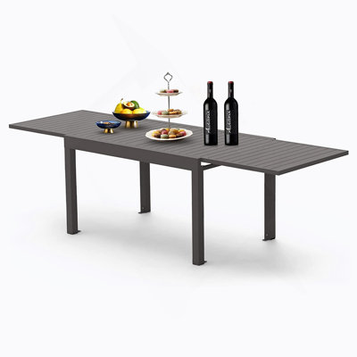 Large Extendable Patio Dining Table, Aluminum Metal Indoor Outdoor 53"- 106" Adjustable