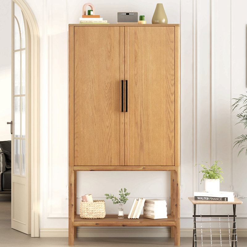 Armoire sophistiquée en placage de chêne avec plusieurs fonctions de rangement, convenant à un bureau, un vestibule, un couloir, un salon, un vestibule