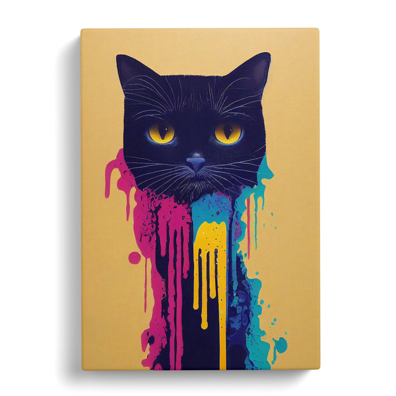 Cat Paint Drips No.3 - Wrapped Canvas, 76cm H x 50cm W x 3cm D