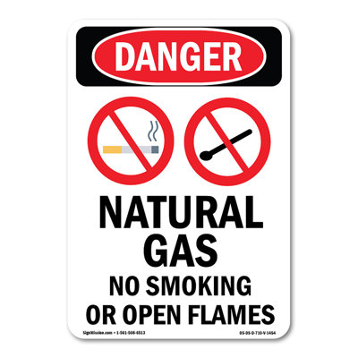 Natural Gas No Smoking Plastic Sign 14" X 10"