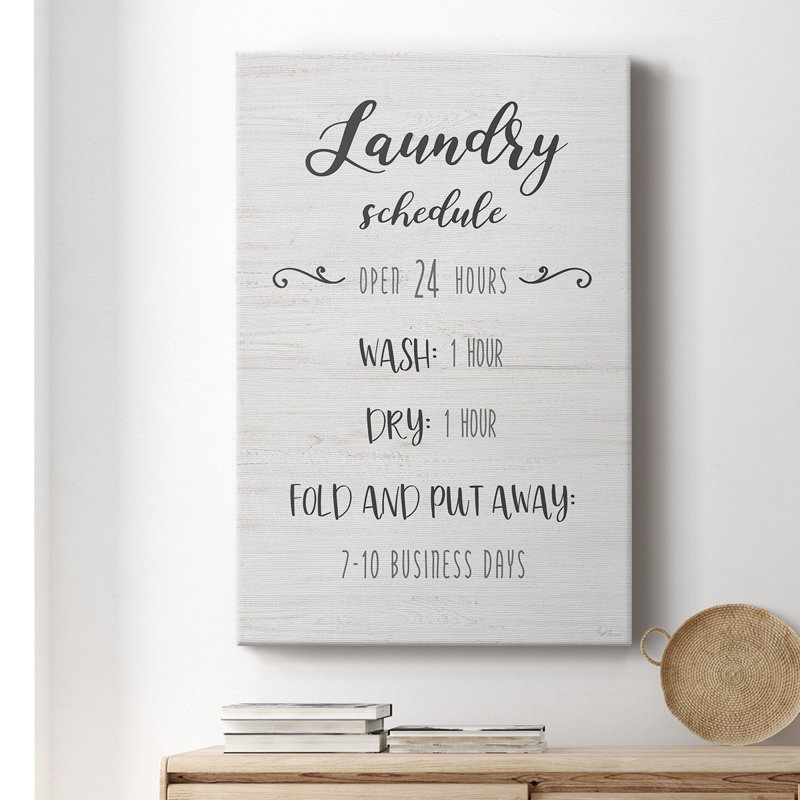 Laundry Time Horaire Premium, toile tendue avec châssis - prête à être accrochée, H 27 po x l 16 po x P 1,5 po