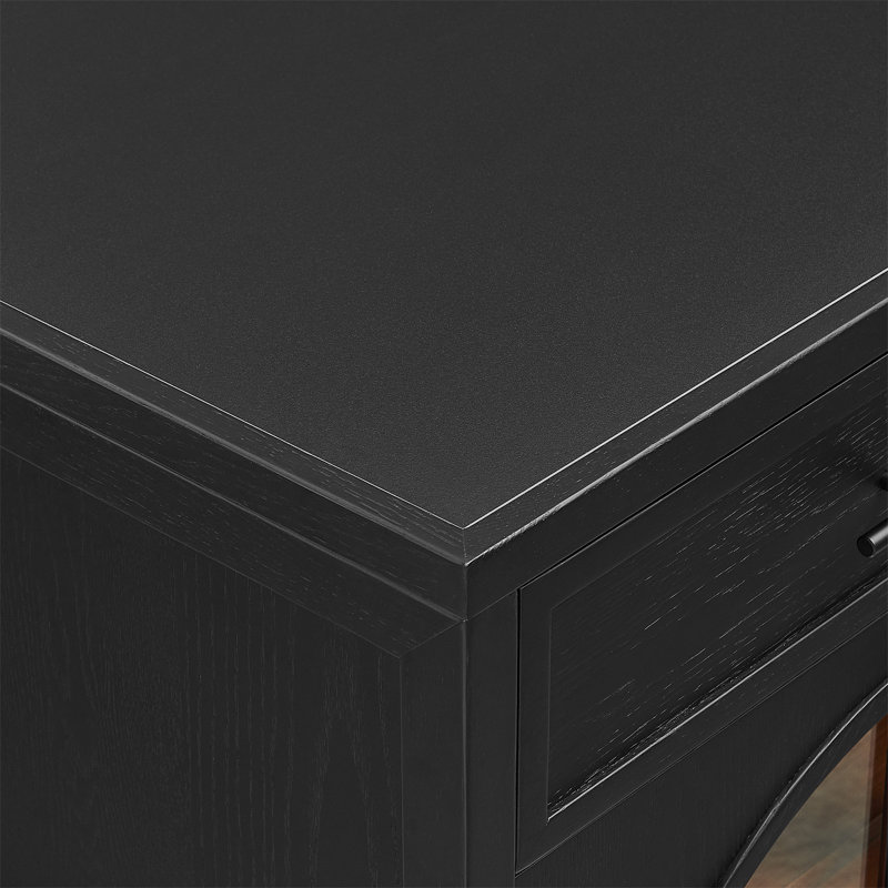  Îlot de cuisine 63 po en pierre frittée, armoire de cuisine avec tiroirs et portes en verre arquées