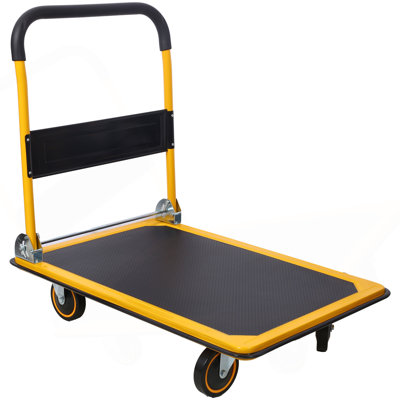 Chariot à plateforme pliable à pousser 660 lb Capacité de poids en noir et jaune