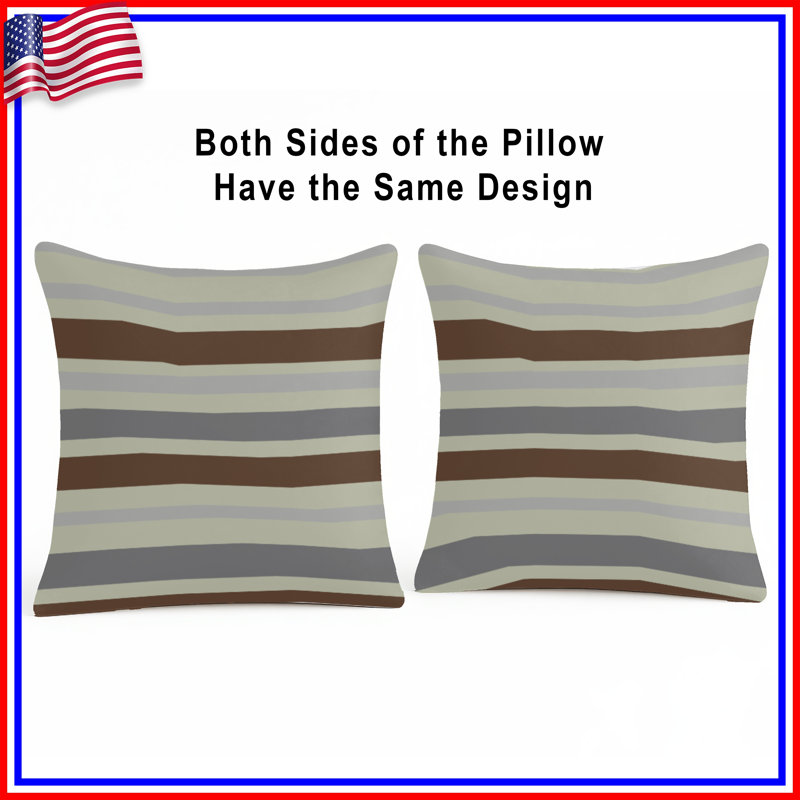 Brown Gray Stripes Double Sided Throw Pillows, 26 x 26 inches