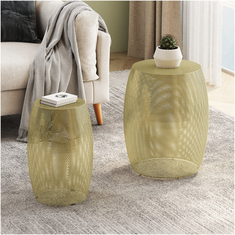 Round Metal Hollow Side Table Set