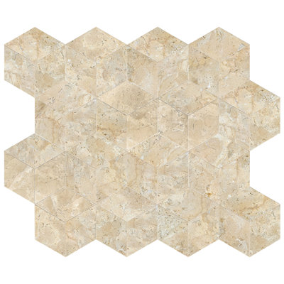 Carreau de marbre beige doré hexagonal - côté 5,7 po, 1/2 épaisseur, finition, pour plancher et mur dans le couloir, salle de bain, salle à manger, espaces commerciaux 12 pièces / boîte, 5,7 po 1/2 po, intérieur résidentiel