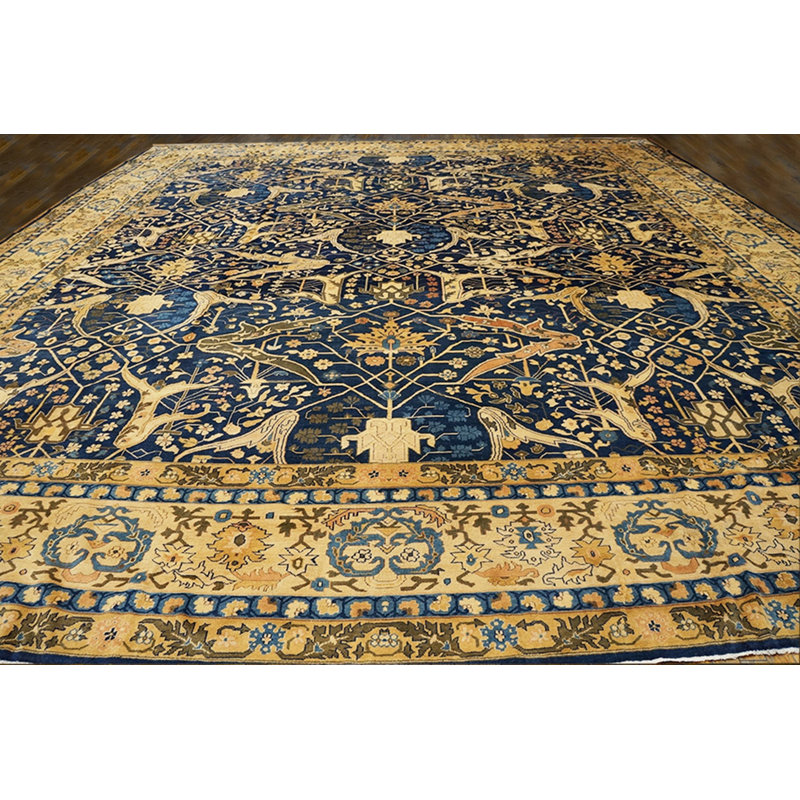 Antique Large Lahore Indian Knotted Rug