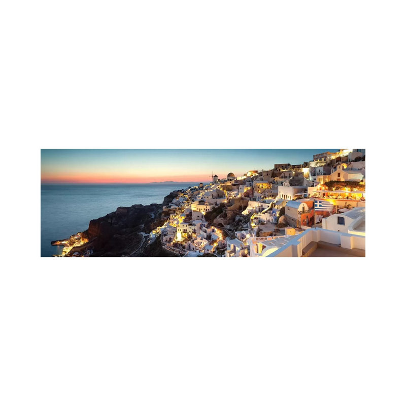 Oia At Sunset, Santorini, Greece by Matteo Colombo - Wrapped Canvas Panoramic Print, 30.48 cm H x 91.44 cm W x 1.91 cm D