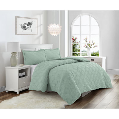 Waffle Square Prewashed Microfiber Duvet Cover Set