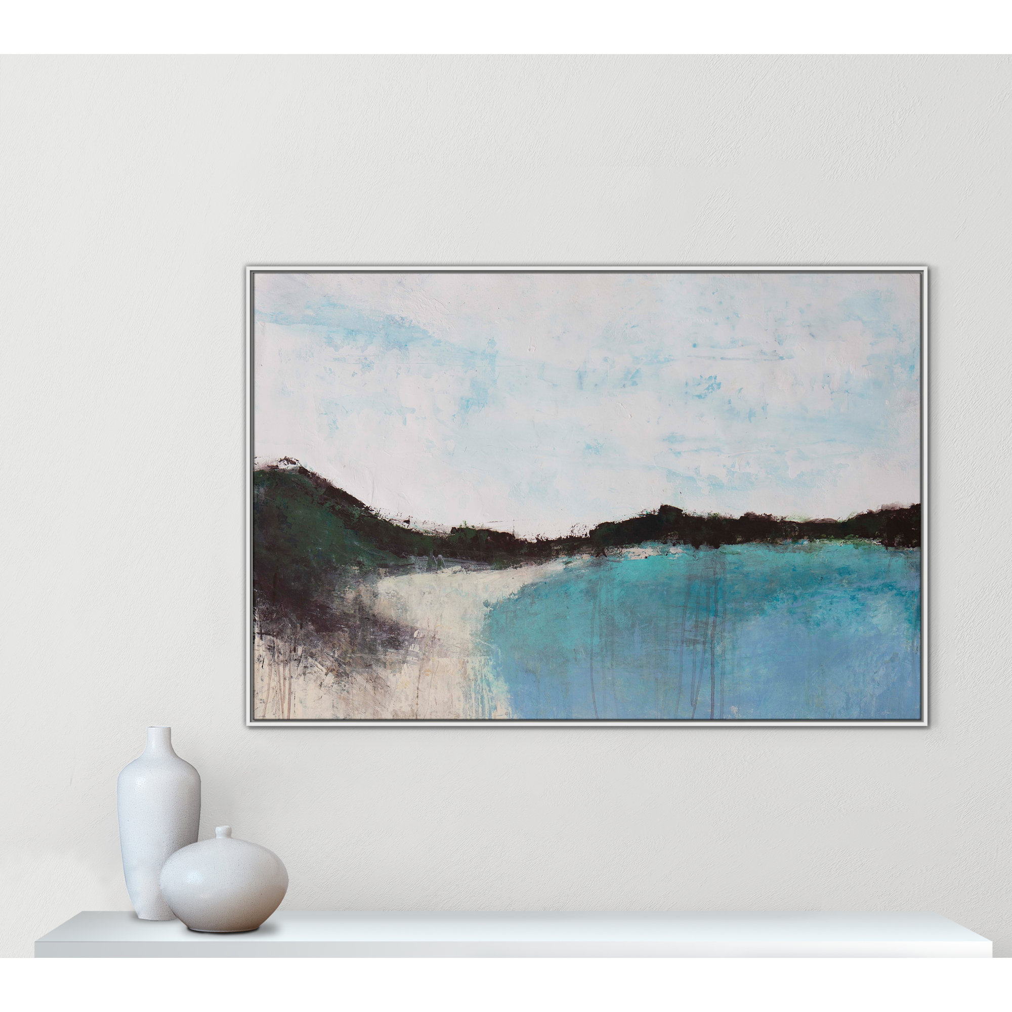 Mountainside Lakeview III by Filippo Ioco, White Framed, 41.5'' H x 61.5'' W x 2'' D