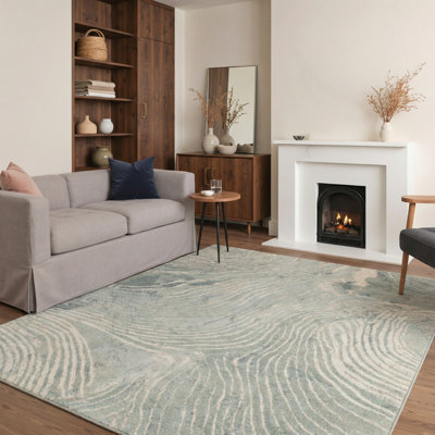 Patericia Waveform Abstract Machine Washable Brown / Beige Indoor Area Rug with Non-Slip Backing