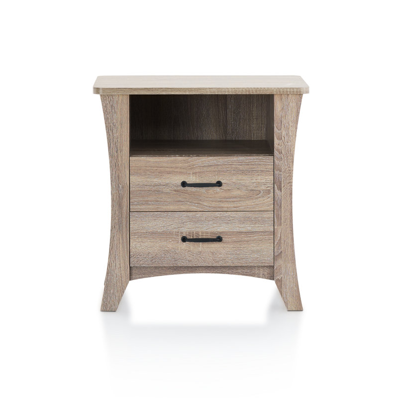 Table d'appoint en bois avec pieds fuselés et 2 tiroirs, Naturel, H 24,67 po x L 15,59 po x l 24,12 po